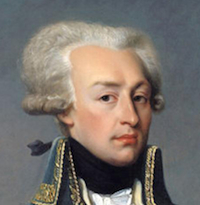 Detail of painting of Gilbert du Motier Marquis de Lafayette.  Please click on link below to view and resize entire image.